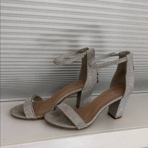 Windsor Glittering Silver Block Heels